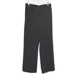 LOFT Wide Leg Polka Dot Dress Pants Ankle Trousers High Rise Black White Size S